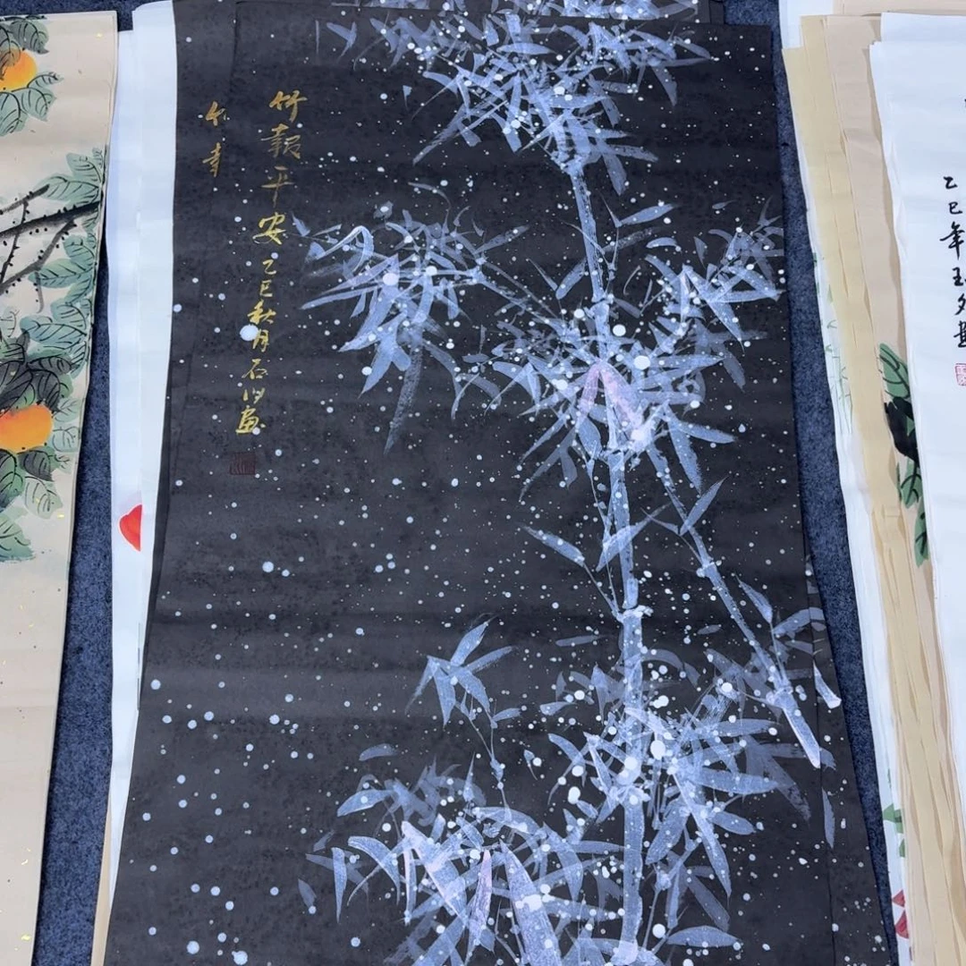 国画100×50手绘画画画