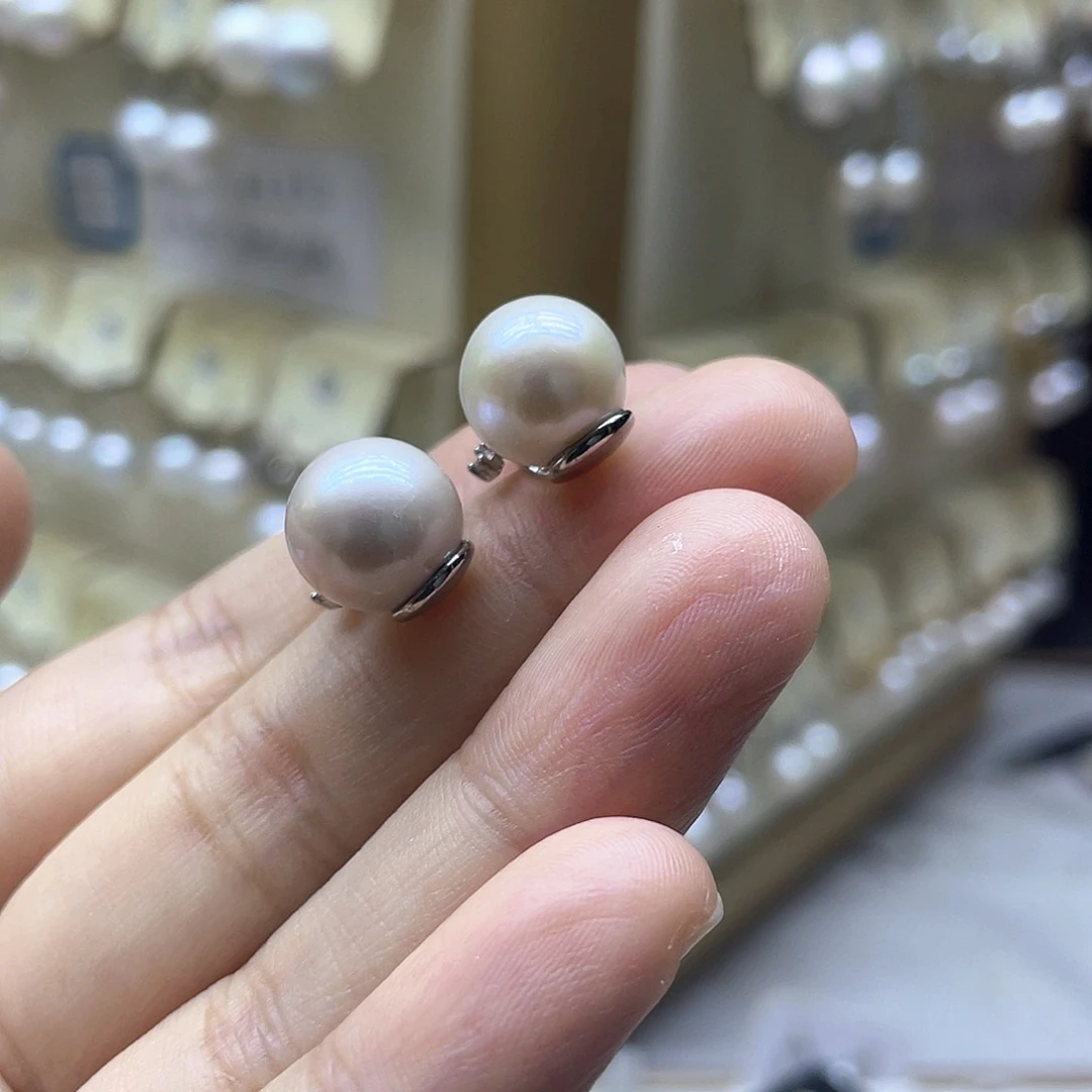 淡水珍珠耳饰银S925镶嵌