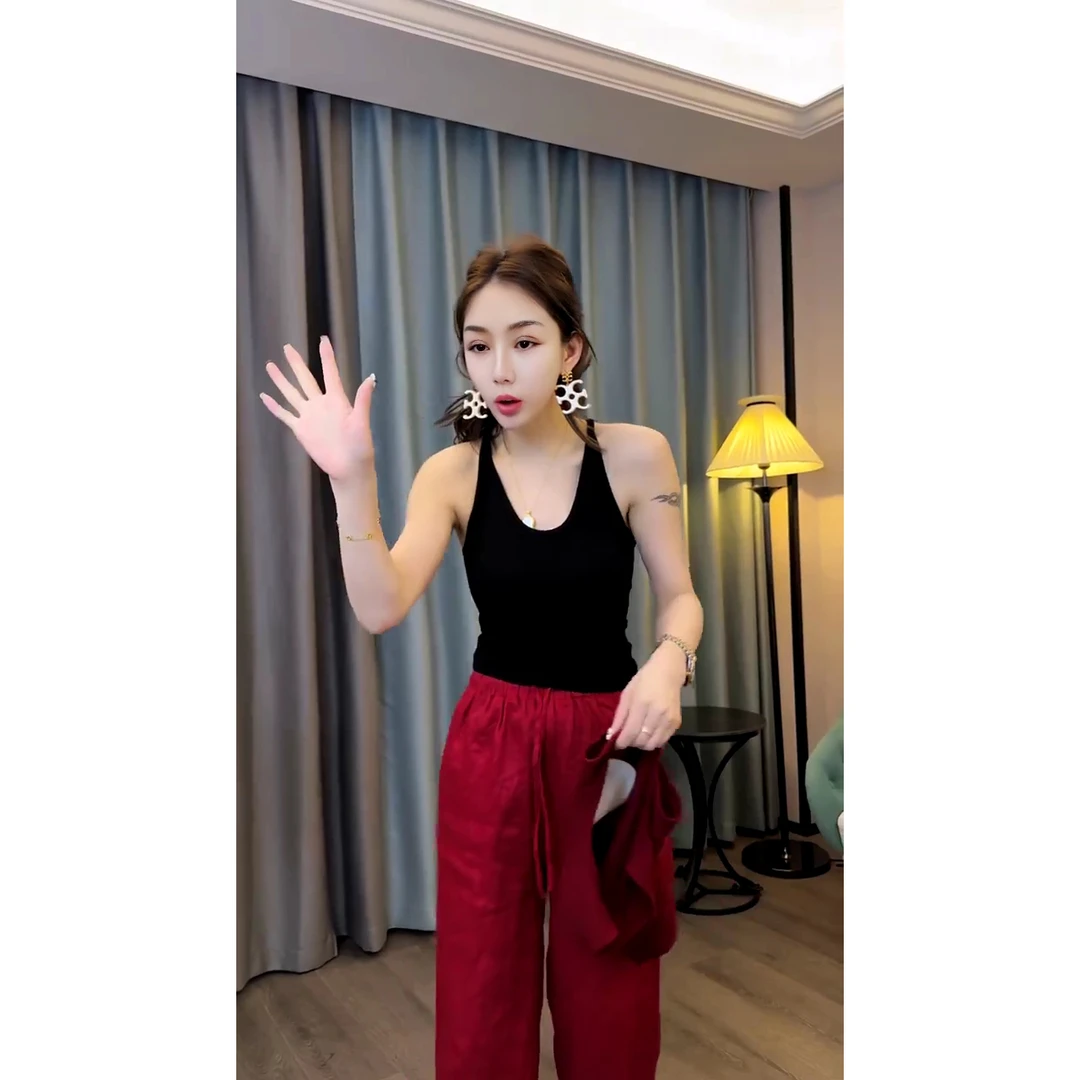窄背细肩带U领美背背心女款休闲百搭修身可外穿背心