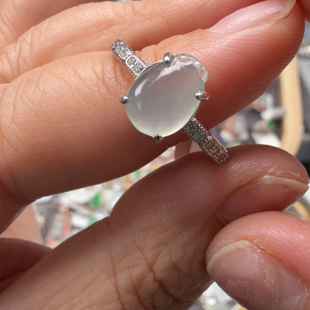 翡翠银S925镶嵌戒指8045