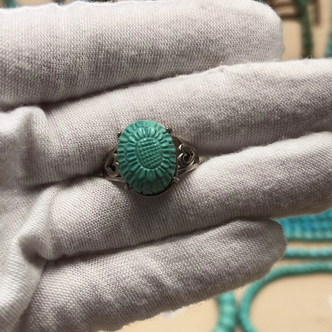 绿松石戒指银S925镶嵌