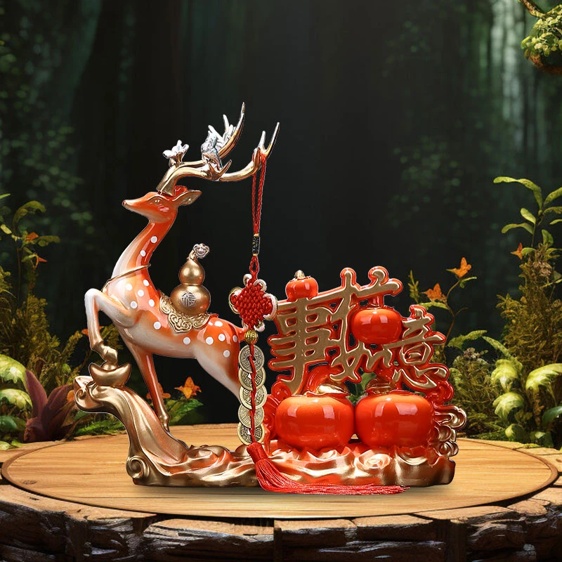 【师傅推荐】新中式招财鹿摆件旺宅客厅电视柜玄关酒柜装饰品摆件