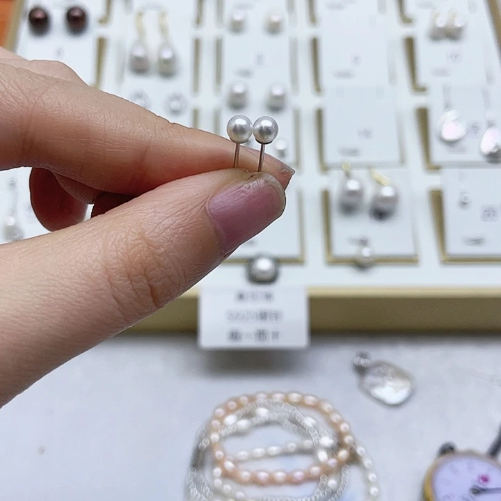 淡水珍珠耳饰银S925镶嵌叶**Z