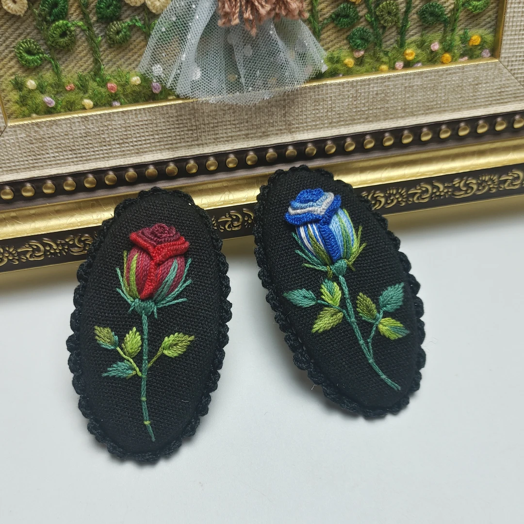 成品红色玫瑰花波浪一字发夹，颜色可定制 拍之前联系店主确定颜色