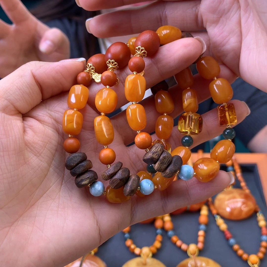 蜜蜡未镶嵌手串多样性发一