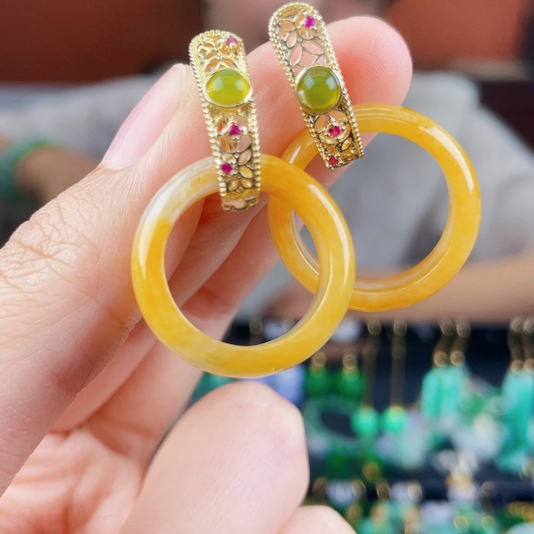 翡翠未镶嵌耳饰饰品