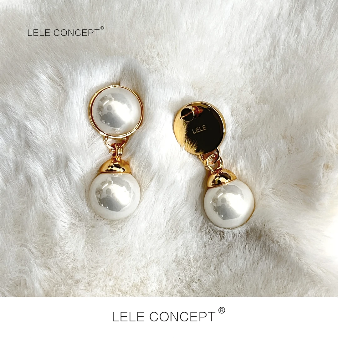 铜合金无非金属耳饰 LELE CONCEPT丨小众高级感双珠耳环SP0251
