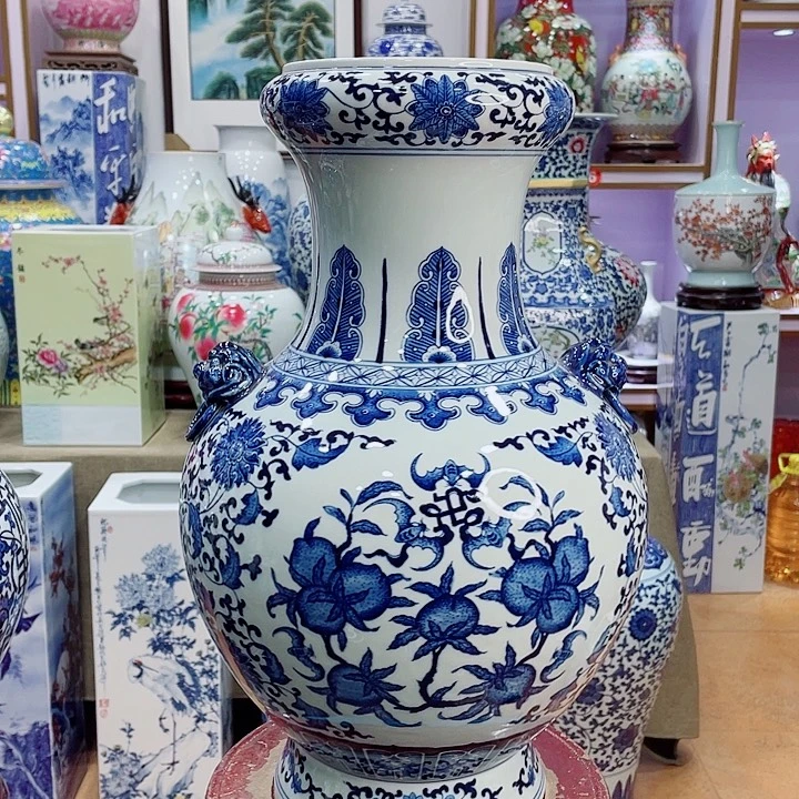 花瓶手工釉下青花仿古瓶