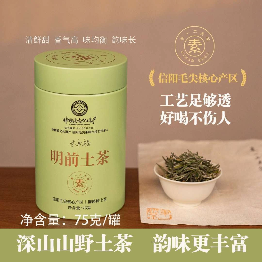 【信阳土茶明前毛尖｜75克/罐】土茶群体种明前头采信阳新茶毛尖
