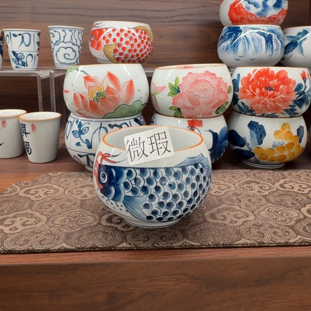 釉下手绘茶具微瑕