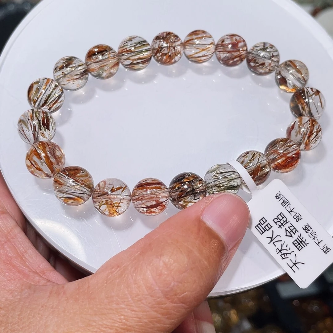水晶未镶嵌手串黑金超七9m