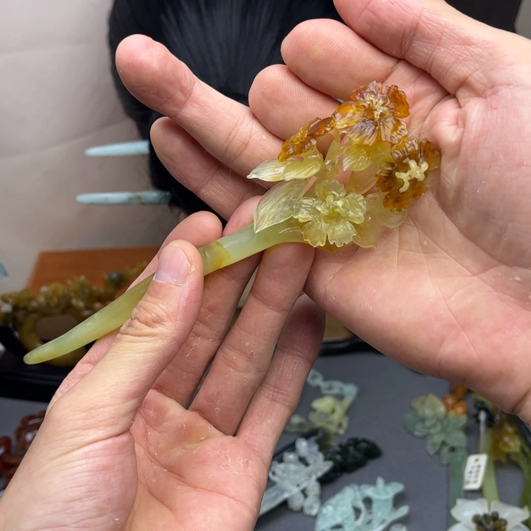 蛇纹石玉合金发饰