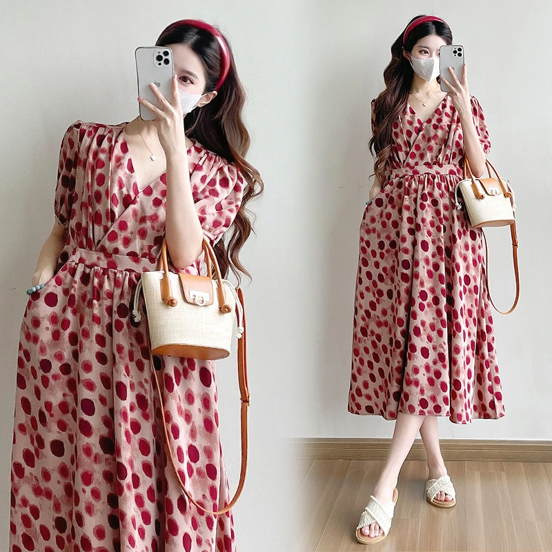 时髦孕妈夏季小清新温柔风气质碎花宽松孕妇连衣裙大码显瘦洋气