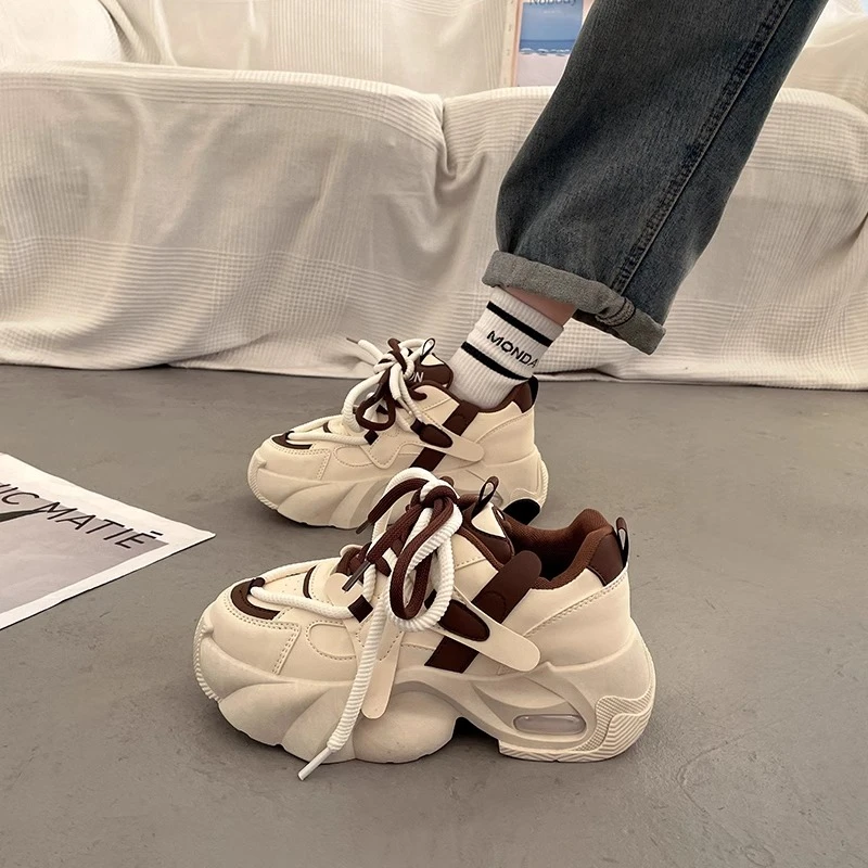 欧洲站显脚小厚底老爹鞋女春秋季超火百搭2025新款增高休闲运动鞋