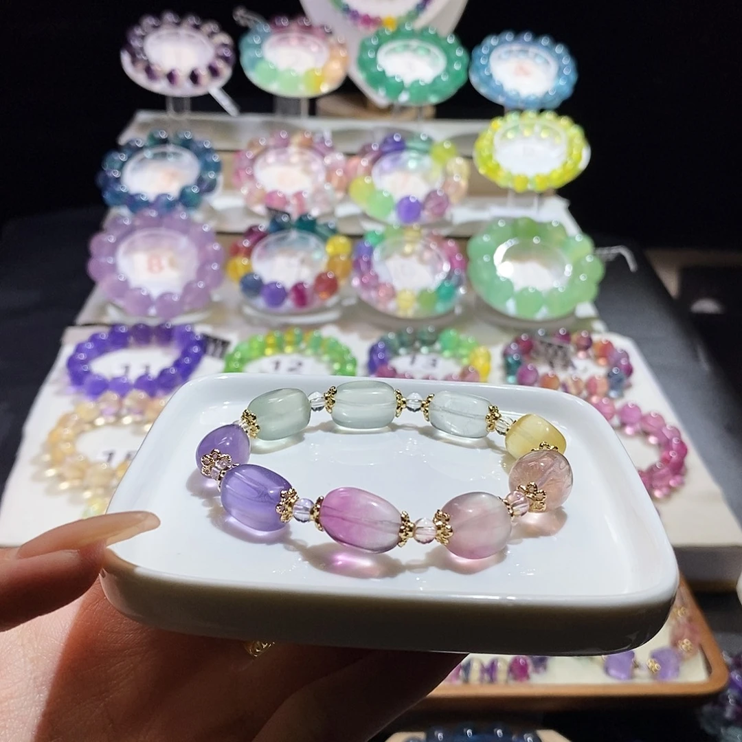 手链萤石未镶嵌渐变糖豆