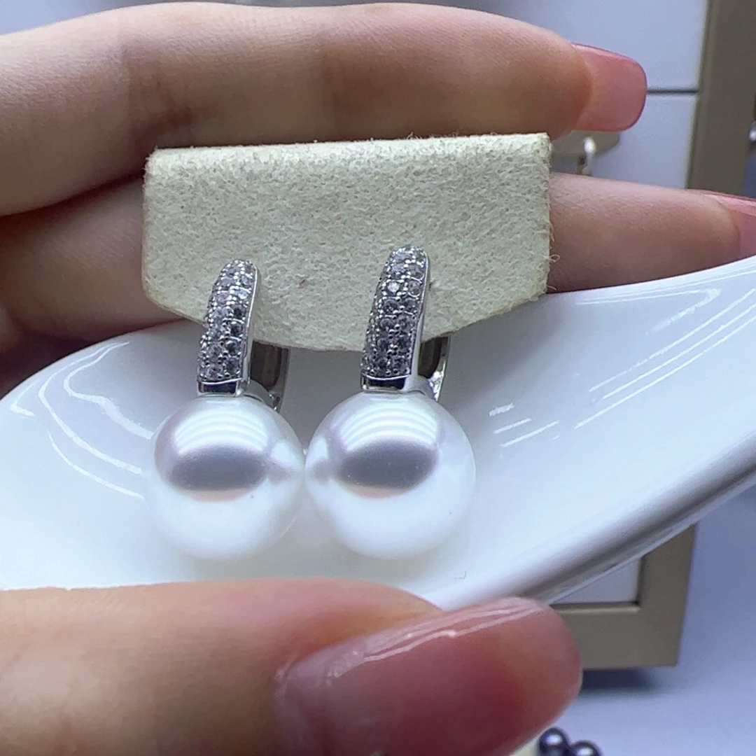 银S925镶嵌淡水珍珠耳饰