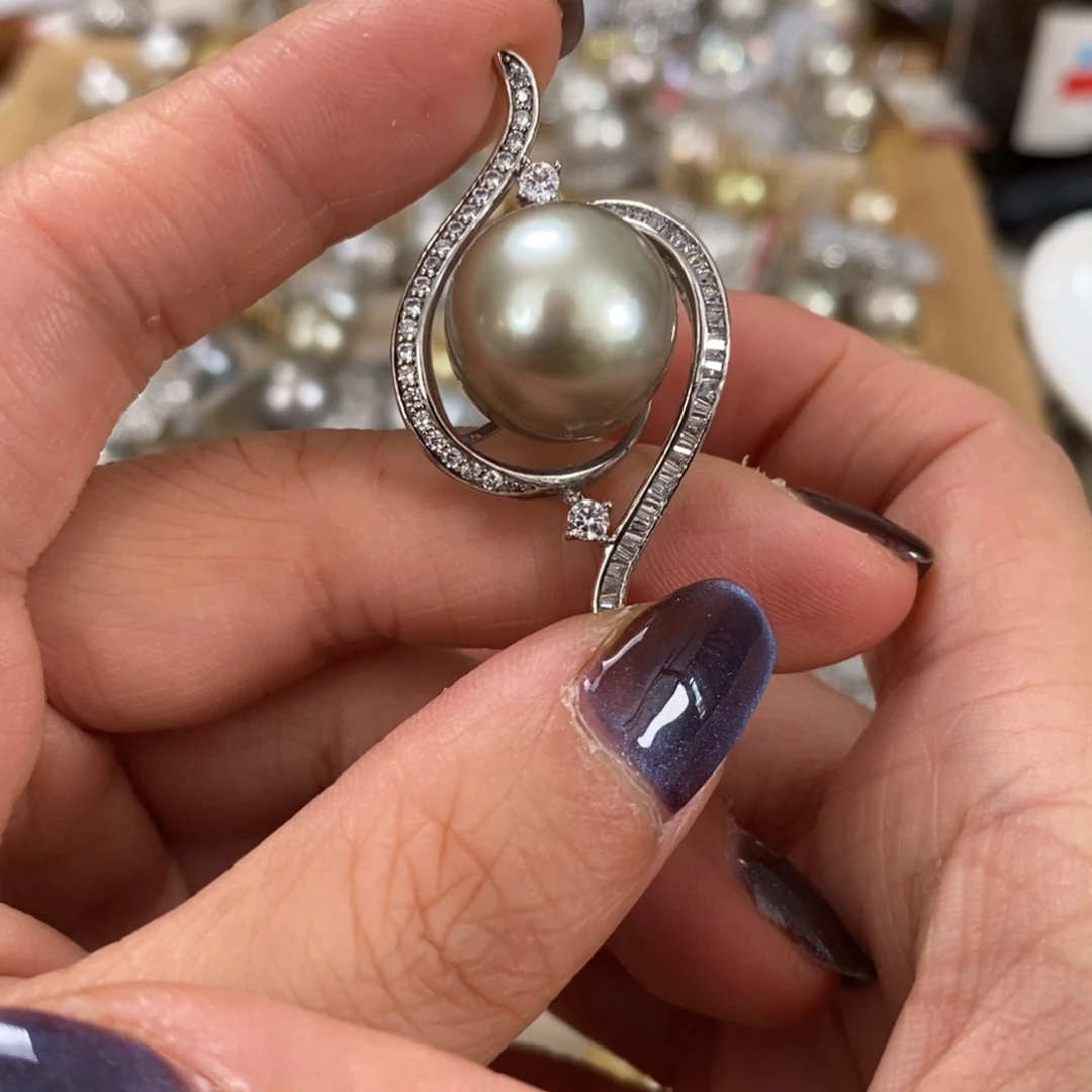 海水珍珠银S925镶嵌颈饰