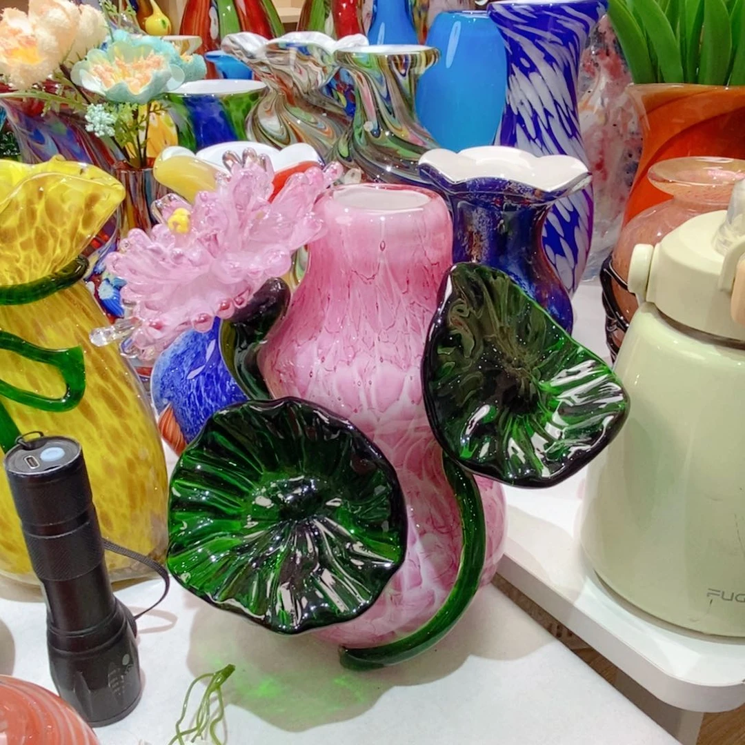 琉璃手工艺品精品荷塘月色葫芦瓶