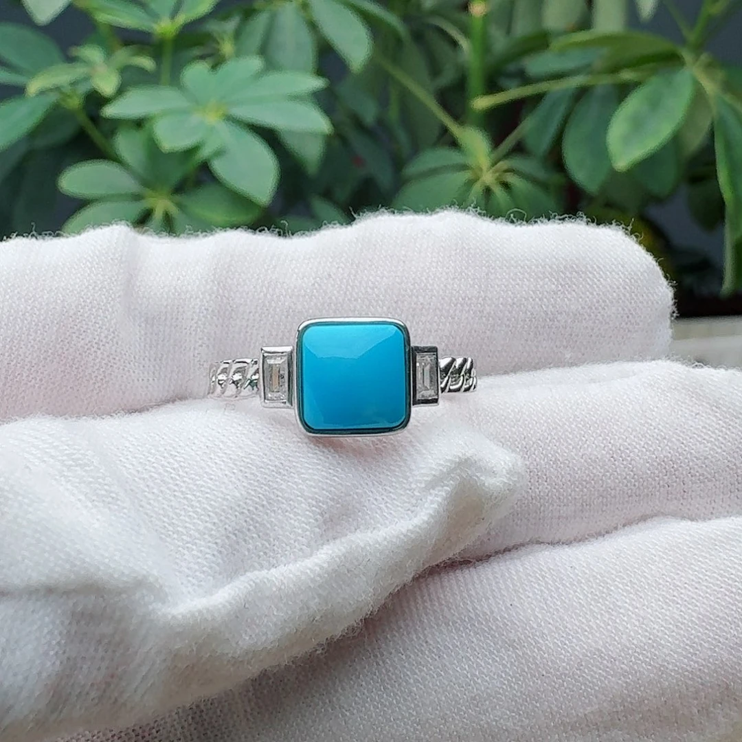 绿松石银S925镶嵌戒指戒指