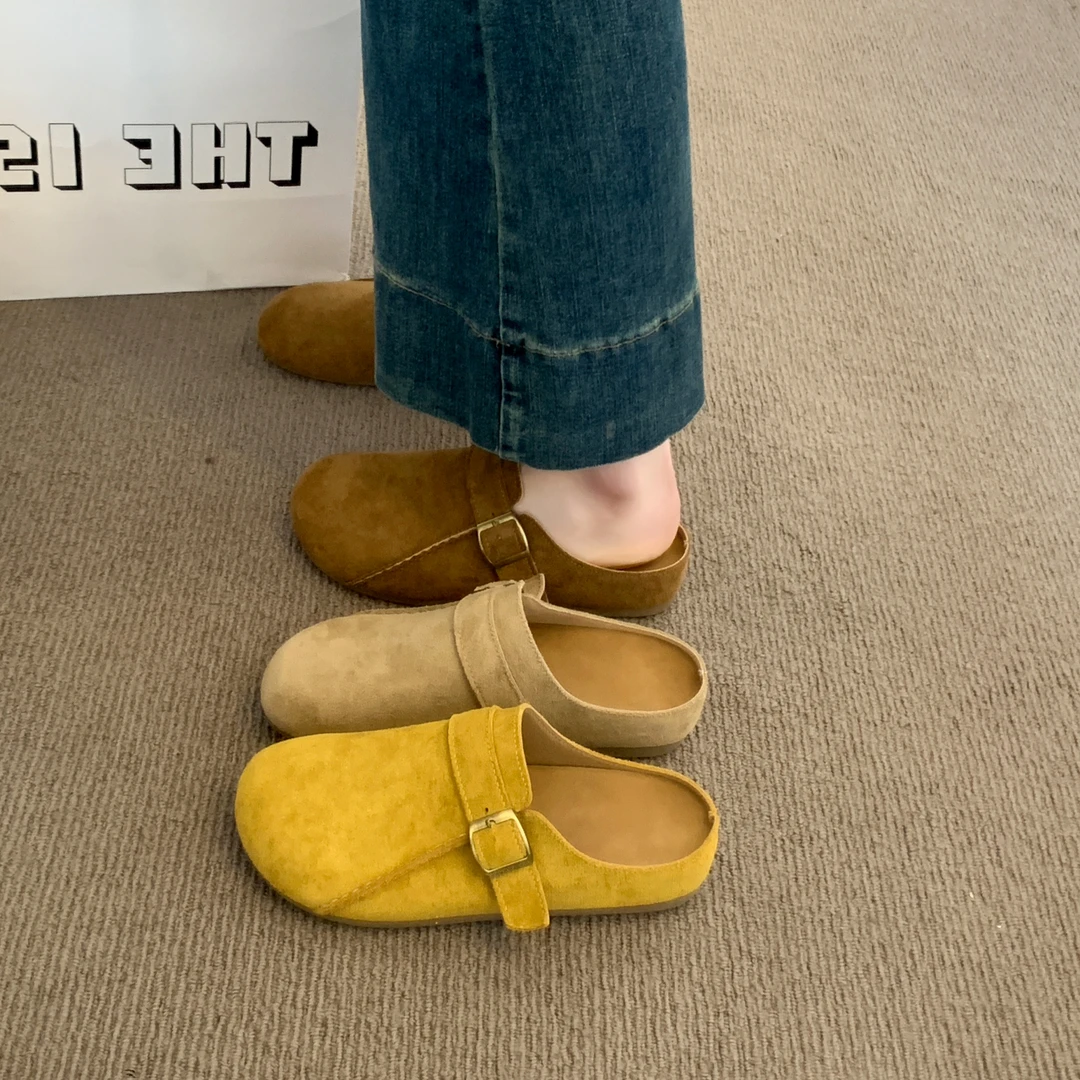 厚底勃肯鞋女2025新款复古百搭一脚蹬懒人包头半拖鞋外穿博肯拖