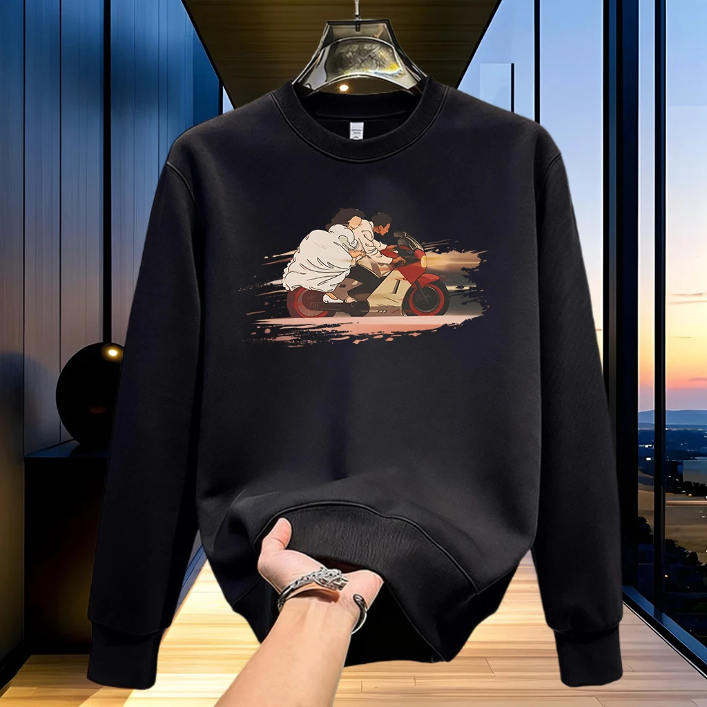 秋冬季新款潮牌百搭长袖卫衣加绒保暖青年休闲圆领男士高端上衣服