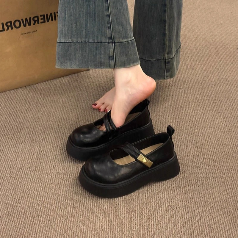 英伦风黑色厚底小皮鞋女夏季法式单鞋2025新款配裙子乐福玛丽珍鞋