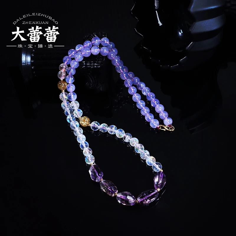 『紫月长河·星砂纪』18k彩虹马岛紫玉晶配比项链-多样性发其一