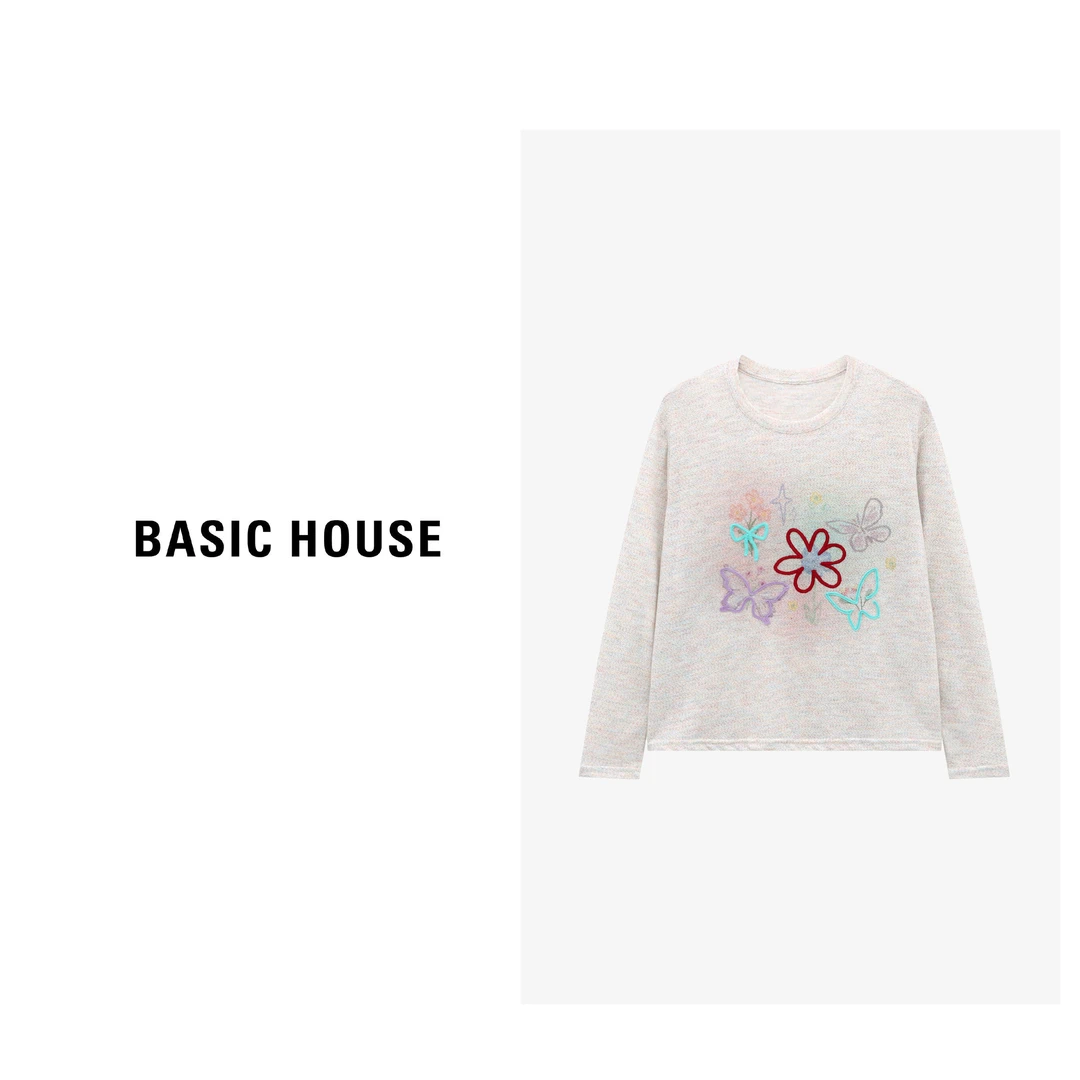 Basic House/百家好新款舒适慵懒风洋气小众T恤-B0625B5HWX2