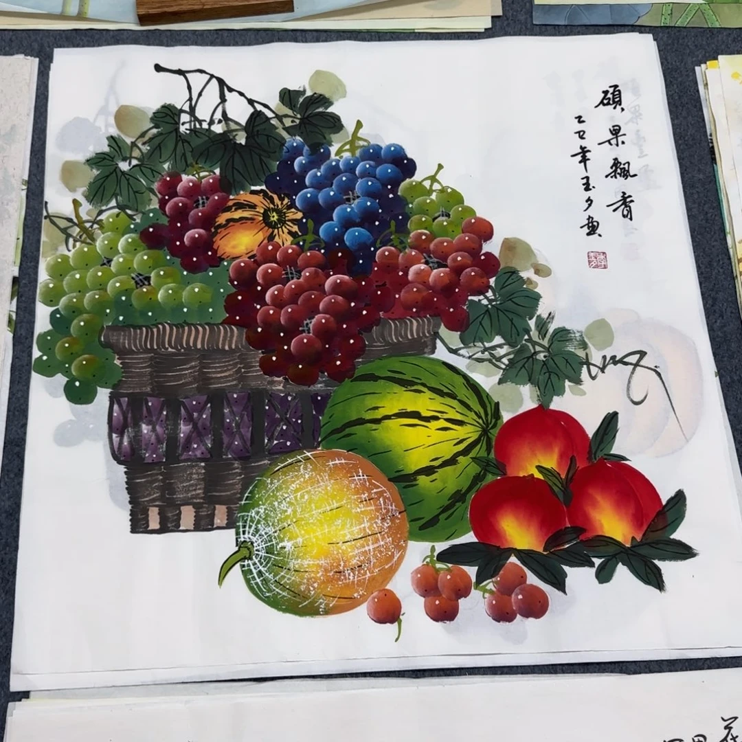 国画尺寸70X70手绘作品