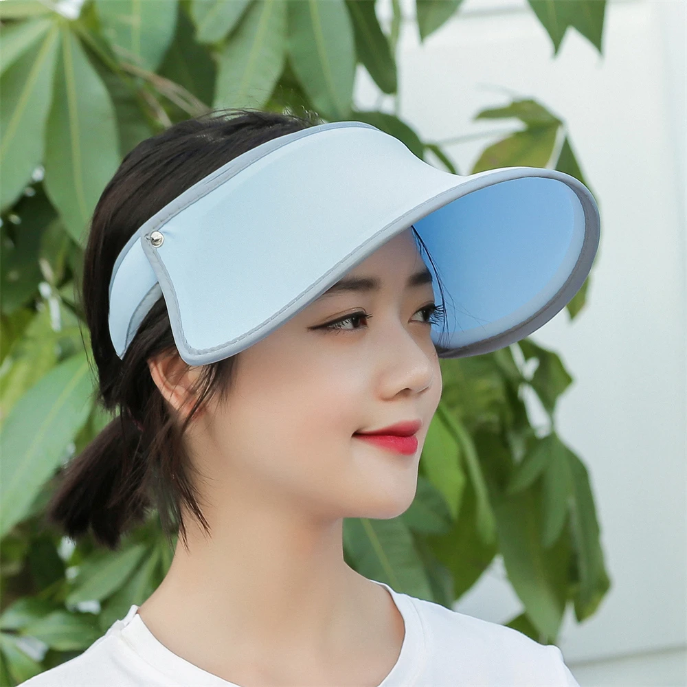 夏季防紫外线太阳帽女冰丝遮阳帽遮脸儿童空顶帽时尚大檐防晒帽子