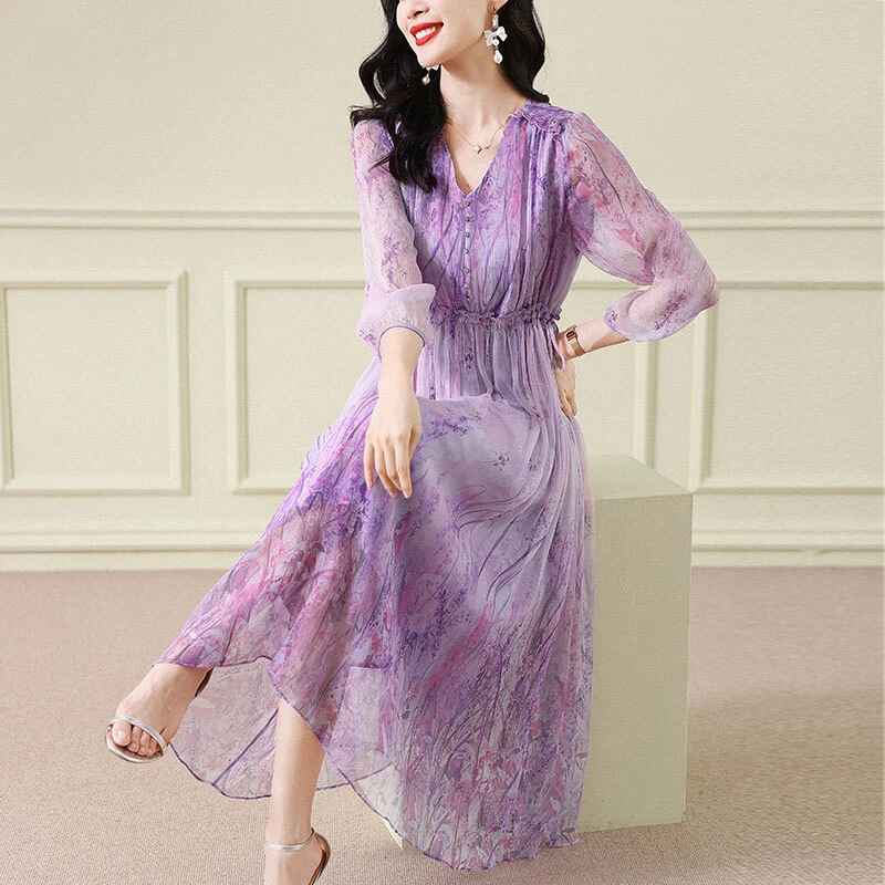 甜美风时尚连衣裙夏新款温柔风法式浪漫仙女裙气质名媛长款碎花