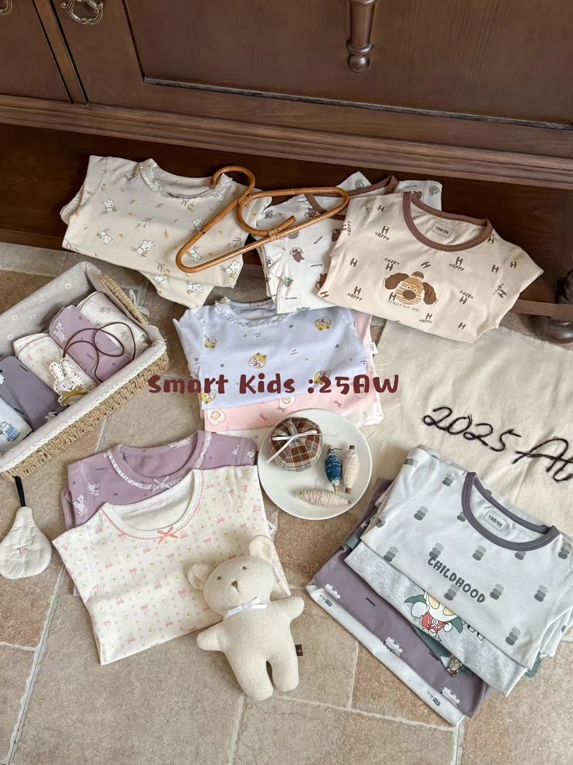 （单套）儿童A类纯棉无骨莱卡秋衣秋裤睡衣家居服套装200克四季款