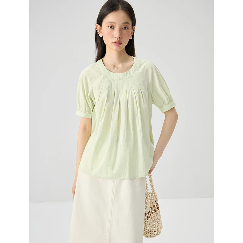 自巧自巧小个子女装薄荷曼波法式衬衫气质简约小衫上衣 24ZQ92417