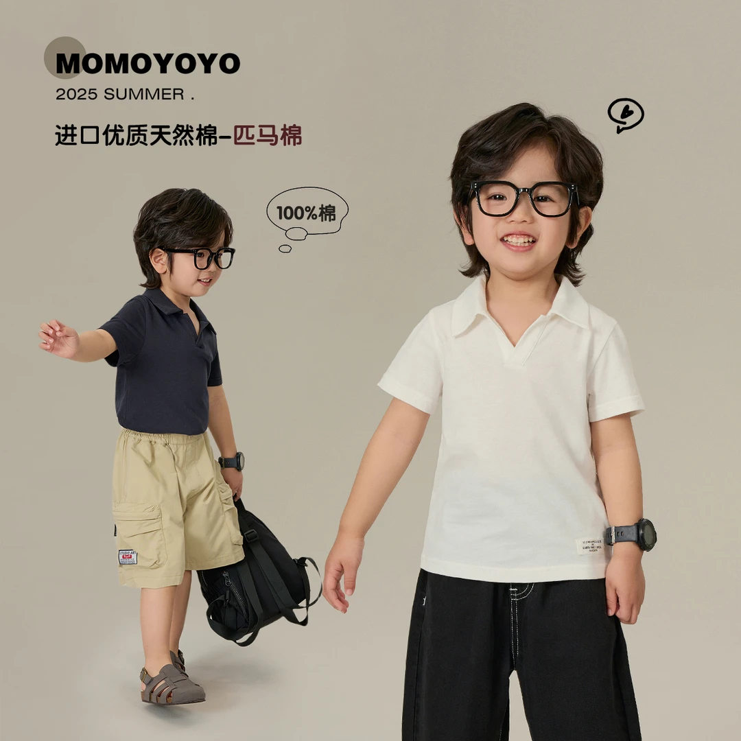 辰辰妈【优等生】儿童男童POLO衫匹马棉儿童短袖上衣小童夏季8108X