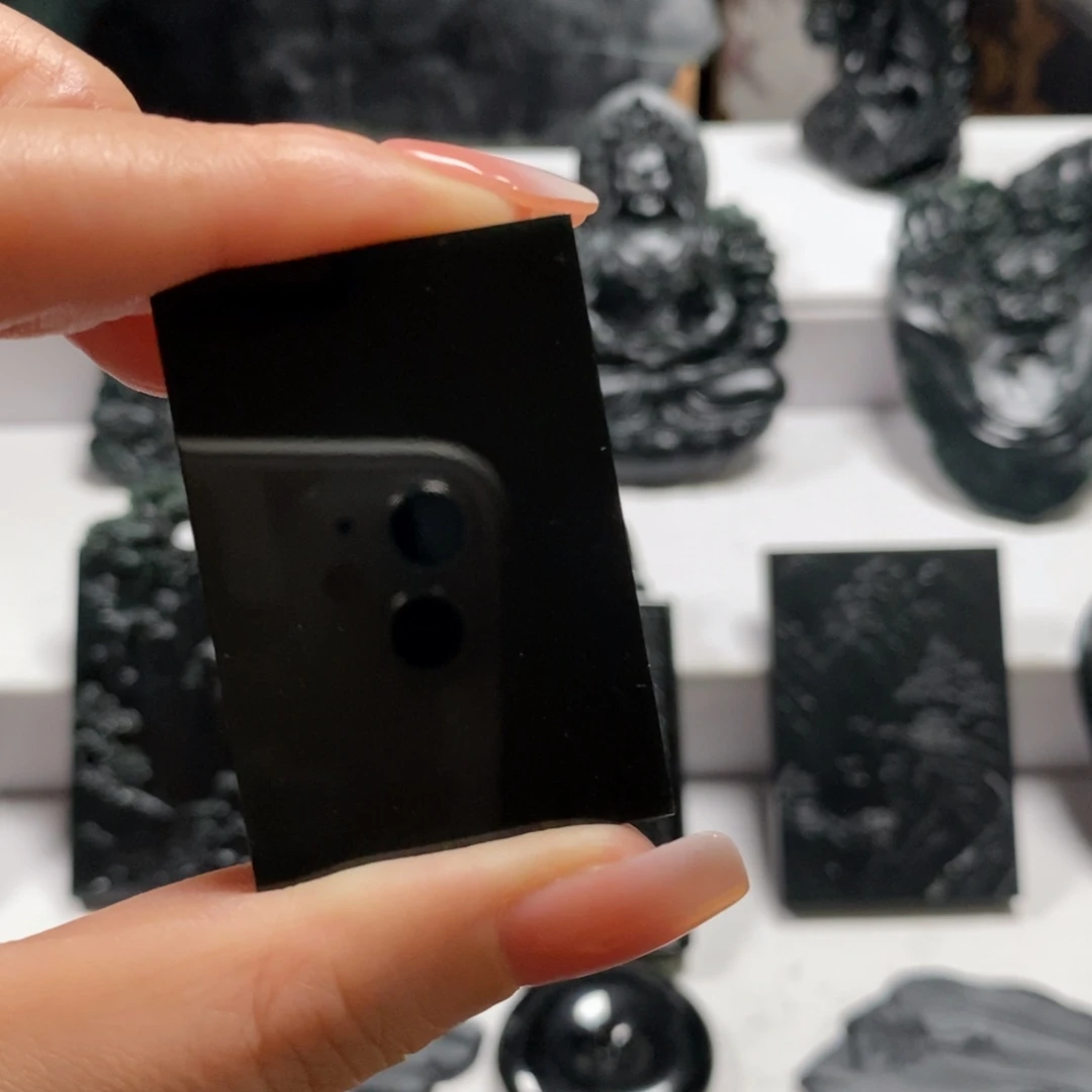 定制翡翠未镶嵌天然缅甸墨翠A货34无事牌