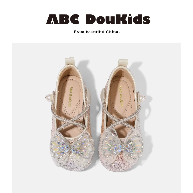 ABC Doukids女童水晶鞋2025秋季新款儿童水钻公主鞋宝宝平底鞋