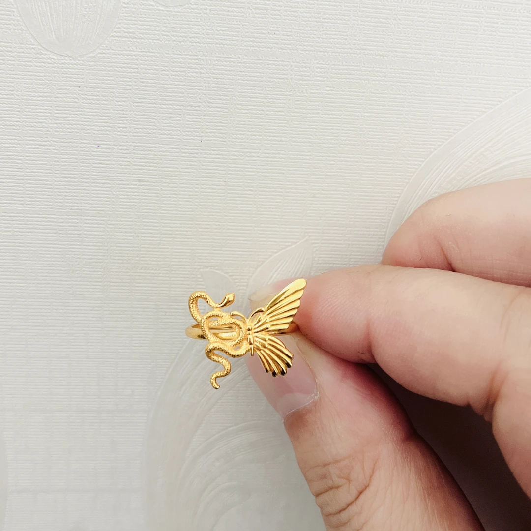 特价福利足金999爱情灵药蝴蝶与蛇戒指活口仙女