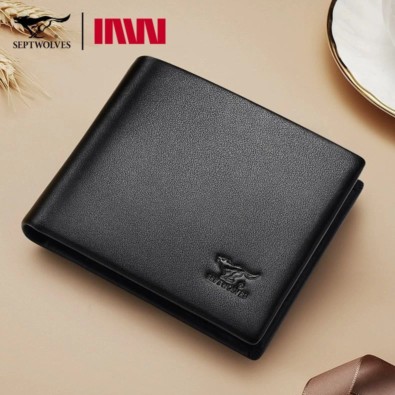 七匹狼男士钱包真皮短款多功能新款正品高档男款钱夹头层牛皮卡包