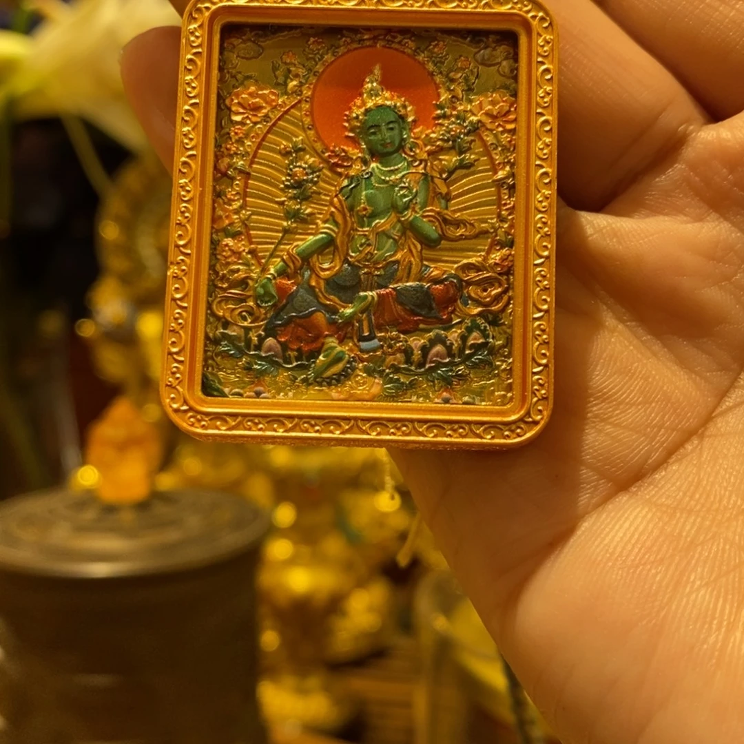 唐卡纯铜彩绘吊坠