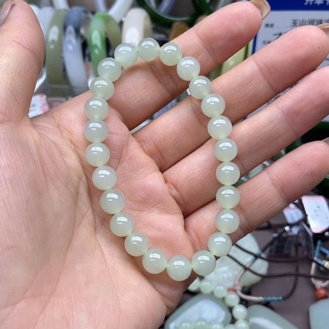 和田玉手链未镶嵌卡8