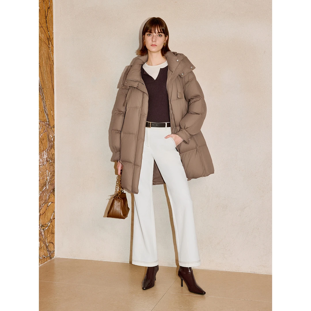 「轻暖羽绒」INSUN恩裳专选冬季连帽宽松长款90鹅绒服9C65508830