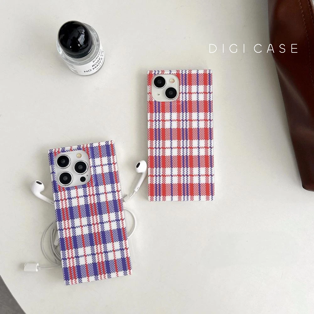 ins复古风编织袋纹方形手机壳适用苹果17/15/14/13/16/pro/max