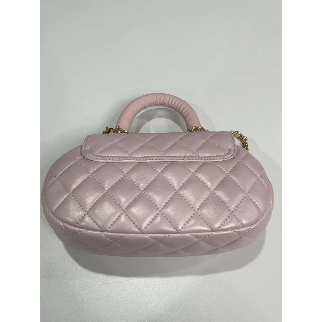 TOLEX2025新款手工百搭椭圆真皮女包粉色轻奢