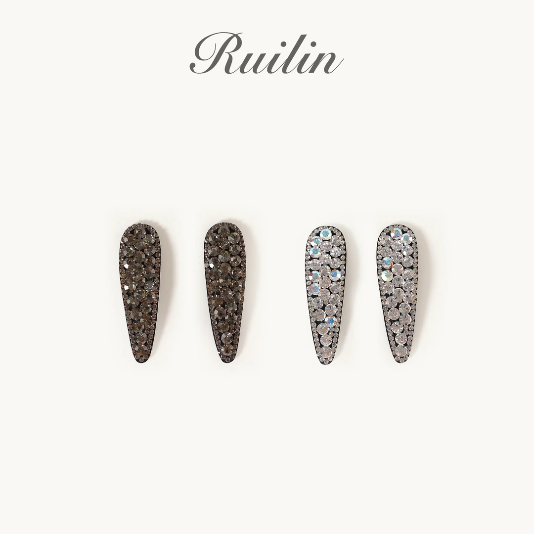 RUILIN【水滴灿灿】气质百搭镶钻对夹高级感