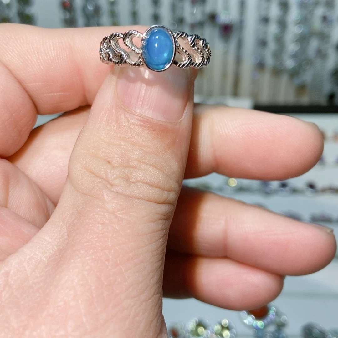 绿水晶戒指银S925镶嵌