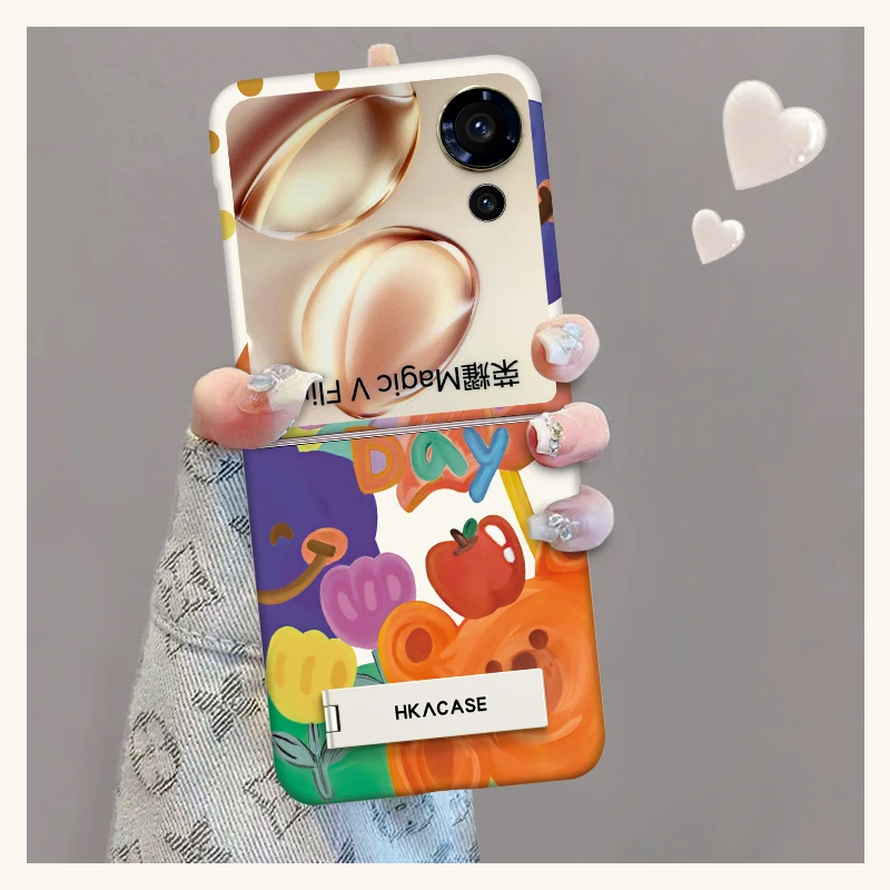 适用于【荣耀全型号】新款涂鸦小熊PC无边框手机壳