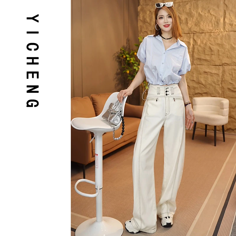 罗马假日2025重工新款潮流高腰显瘦夏季牛仔裤女薄款弯刀裤