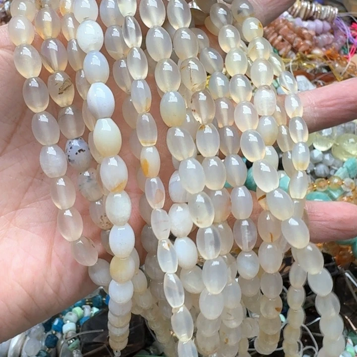 合金玛瑙/玉髓珠宝半成品一条5-7mm荔枝冻玛瑙