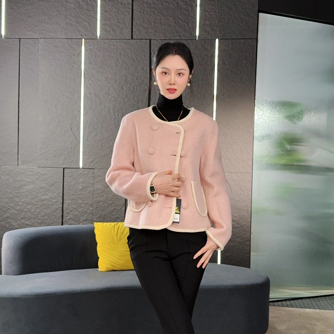 Falaibang/法莱邦2513粉色羊毛大衣