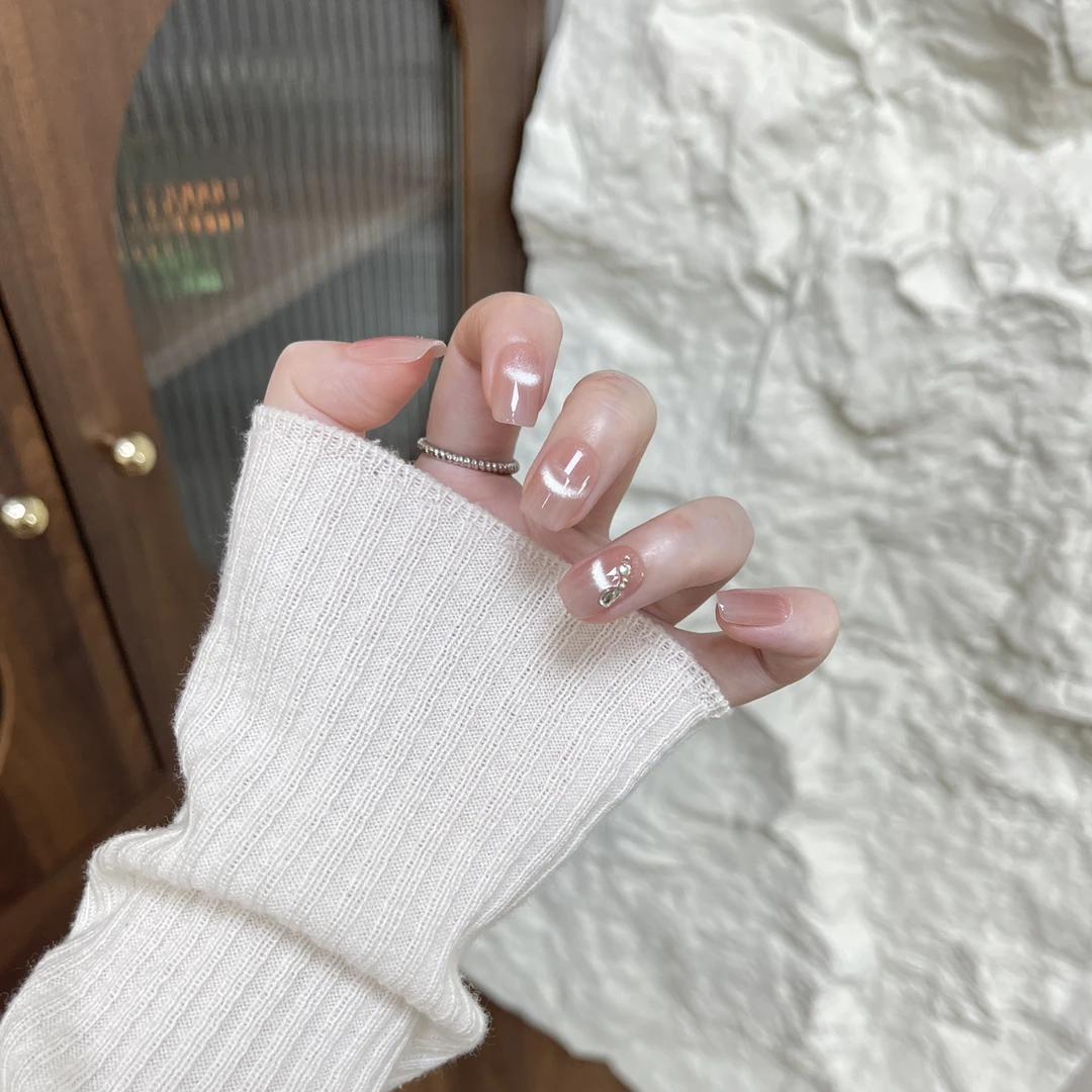 微笑猫眼碎钻 手工网红显白气质秋冬穿戴甲